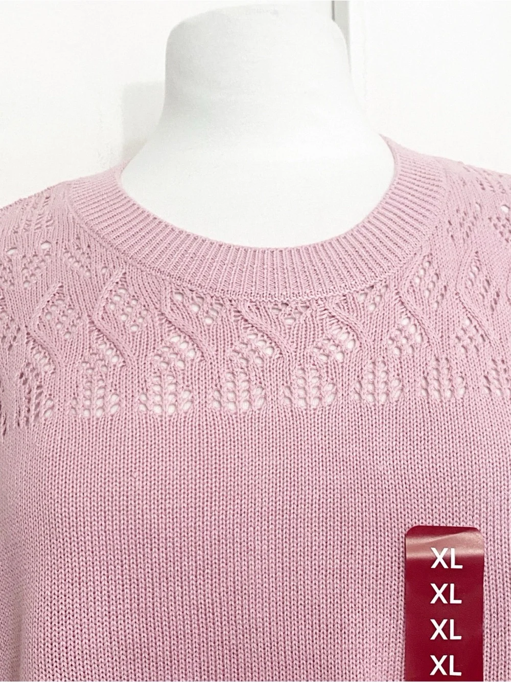 Nine West NWT Coquette Fairycore Soft Open-Knit Rose Color Sweater Top XL